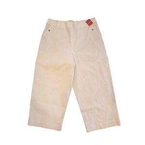 Spanx Pants Womens 3X White Stretch Twill Cropped Wide Leg Lined Pull On